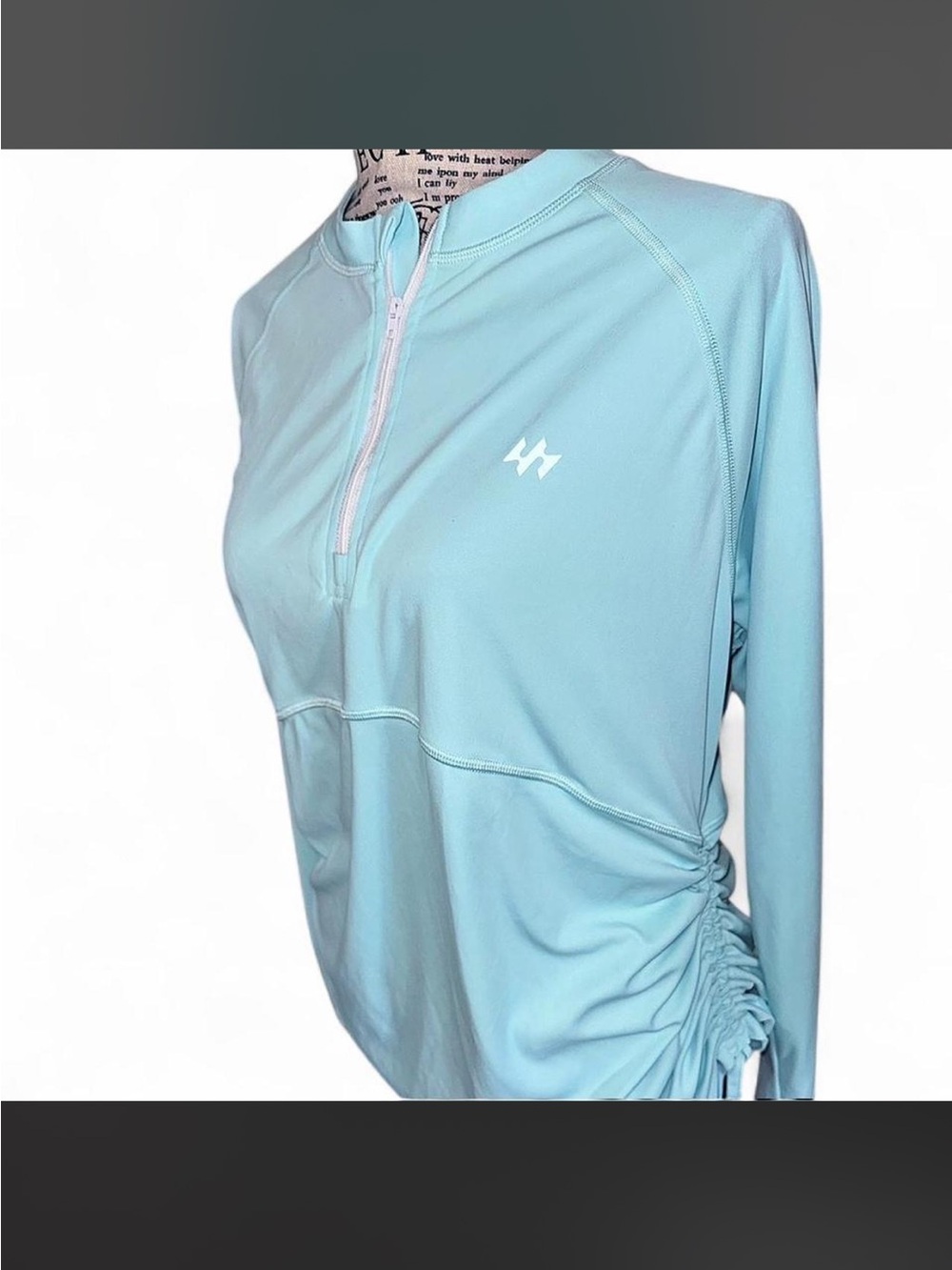 Light Aqua Ewedocs Active Top with Quarter-Zip